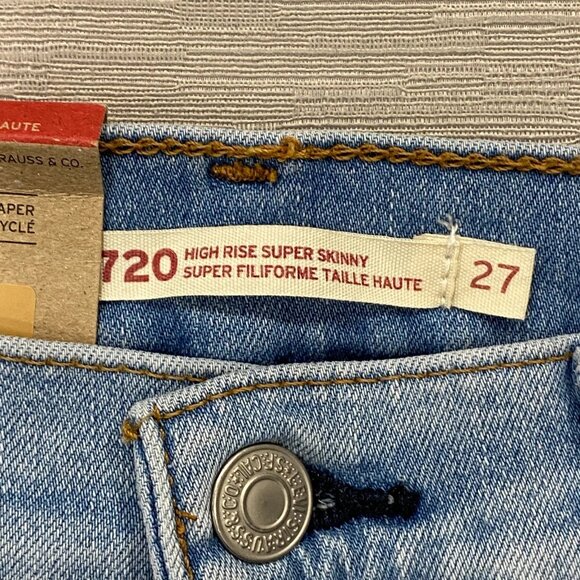 Levi's 720 Jeans Womens 27 x 30 High Rise Super Skinny Light Wash Stretch Denim - Picture 6 of 15